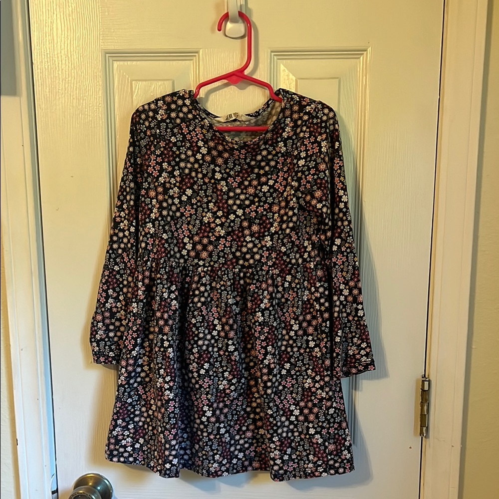 H&M Black Long Sleeve Floral Dress